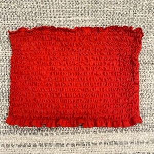 Red Ruffle Tube Top